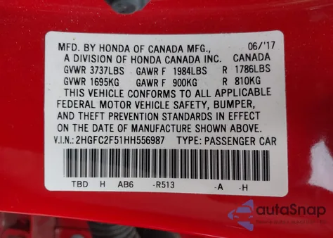 2017 Honda Civic Lx из США, поврежденный, VIN 2HGFC2F51HH556987